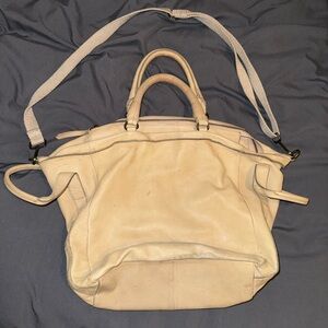 Free People Leather Large Cream Bag